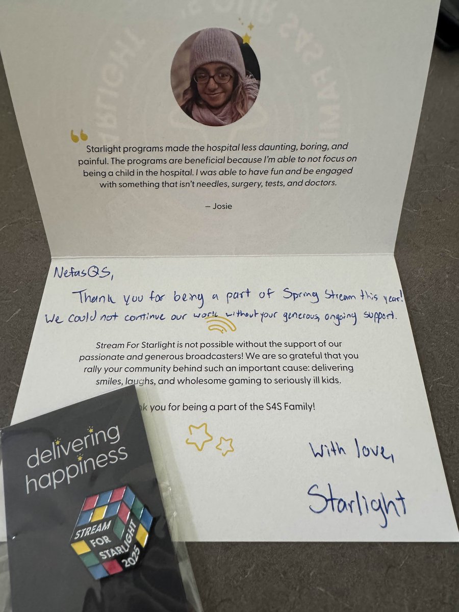 Huge thank you to <a href="/StarlightUS/">starlightUS</a> for sending this lovely letter! Honored to have our community contributed to helping children!
