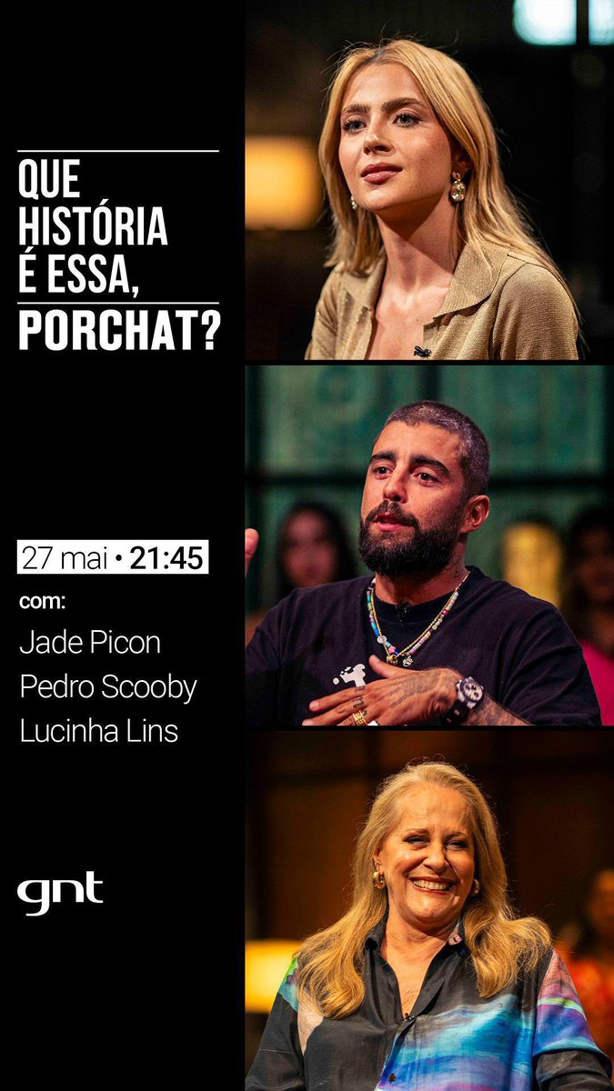 E hoje o programa vai bombar com Pedro Scooby, Jade Picon e Lucinha Lins as 21:30 na GNT (Aqui é 09:30 da manhã então vou assistir comendo um bom café da manhã ☕️