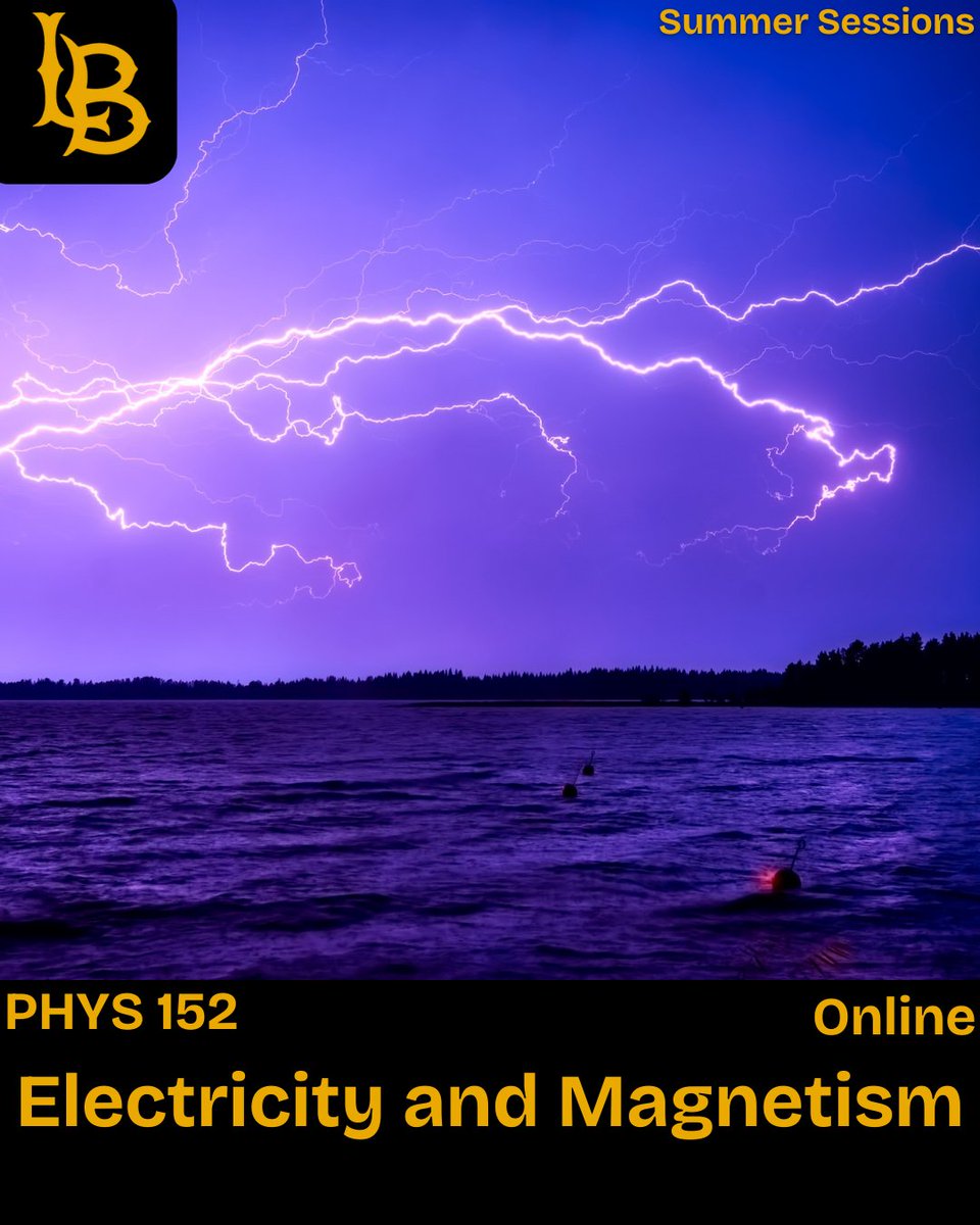 Charge up your physics knowledge with PHYS 152 – Electricity and Magnetism! ⚡🧲 Explore electrostatics, circuits, magnetism, and Maxwell’s equations in this dynamic course. Enroll this summer! ☀️ #SummerSessions #CSULB #GoBeach