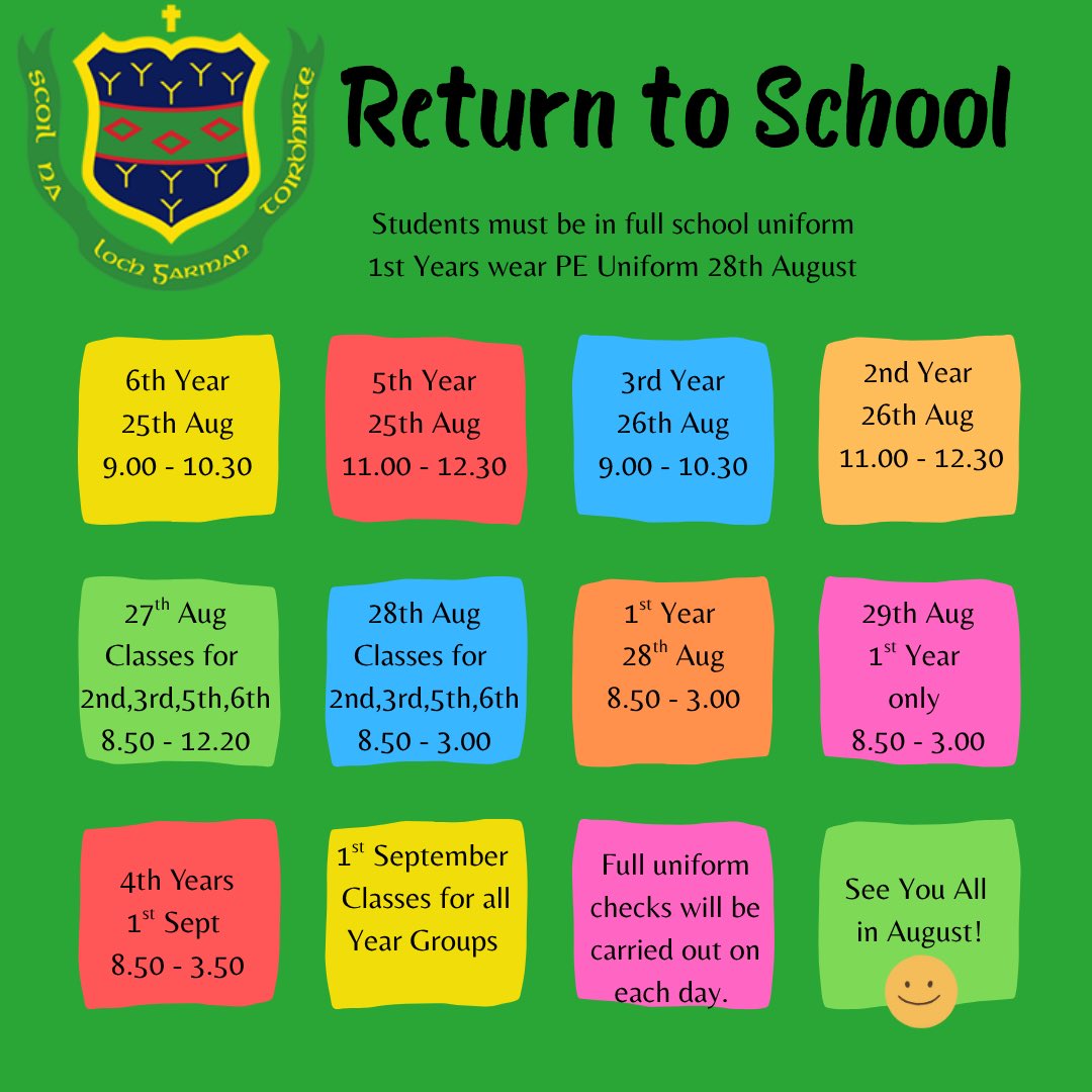 Return dates for students for 2025/2026 
Please keep up to date with relevant information for 2025/2026 on our website.