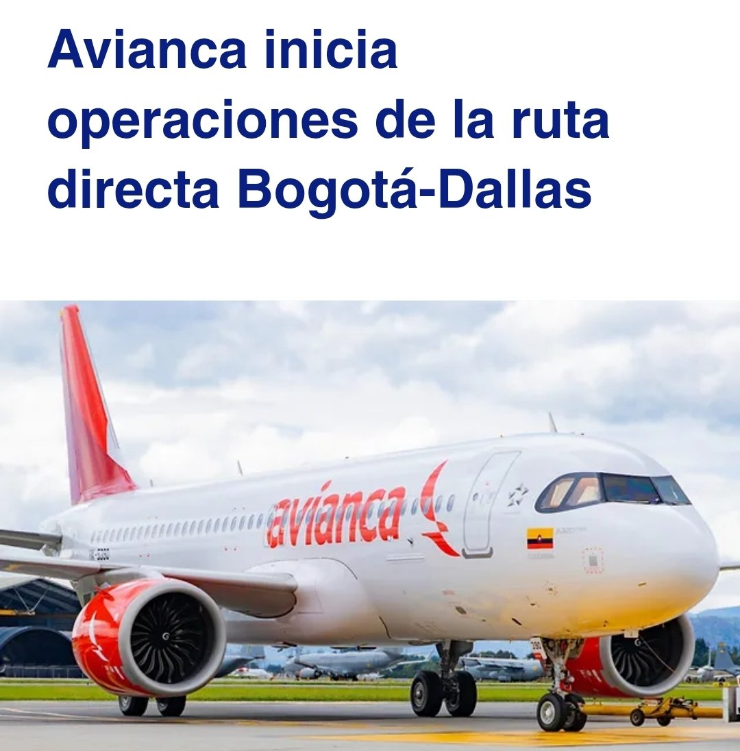 ColAeroSpotters's tweet photo. @avianca inicia operaciones de la ruta directa Bogotá - #Dallas ✈️🇺🇸

➡️https://t.co/g72SIDTrfQ https://t.co/KsmLHVWa58