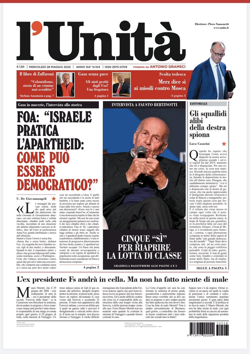 📰 La prima pagina dell’#Unità del #28maggio

Abbonati subito: bit.ly/ABBONATI-SUBITO