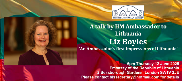 There are still some spaces if anyone would like to attend a <a href="/UKLithuanianSoc/">British-Lithuanian Society</a> talk at the Lithuanian Embassy in London on 12 June - Liz Boyles, the UK's current Ambassador to Lithuania, will be speaking about her first months in office. Email blssecretary@outlook.com 👇