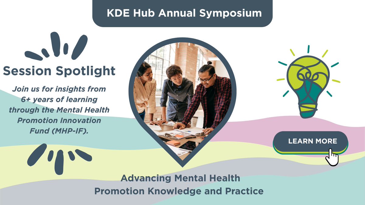What’s working in mental health promotion for children and youth?

Join us for insights from 6+ years of learning through the Mental Health Promotion Innovation Fund (MHP-IF).

For more information: kdehub.ca/symposium/annu…