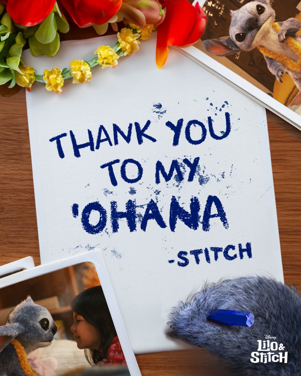 Thank you to all the fans for joining our 'ohana and making #LiloAndStitch the #1 movie in the world 💙