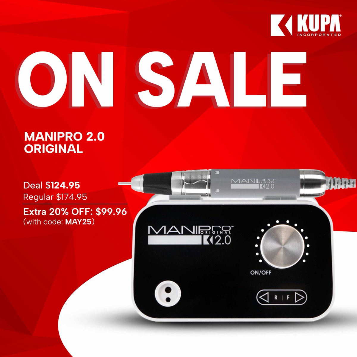 Unleash the power of precision with MANIPro 2.0 Original!
Dive into the heart of innovation with this industry leading electric file.. 
💅 ONLY $99.96 (reg. $174.95) when use code MAY25. 
Shop now 🛒: kupainc.com/collections/ma…

#MANIPro  #kupainc