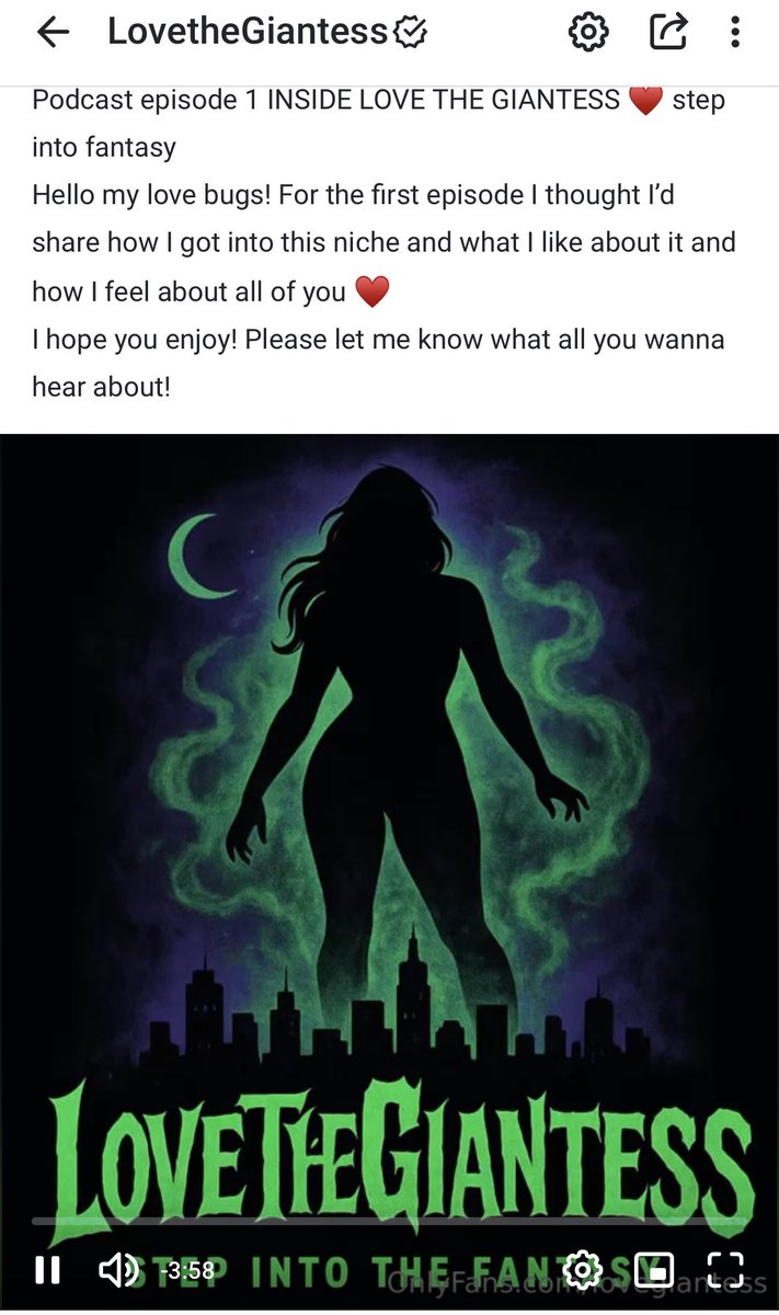 LovetheGiantess's tweet photo. You guyssss check out my first podcast episode! It’s a special one for you ♥️ https://t.co/VfLTYxsWhC