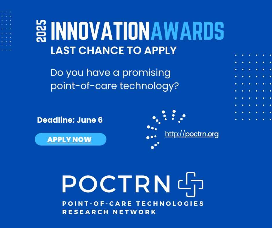 Cimit's tweet image. DEADLINE APPROACHING: Do you have a groundbreaking point-of-care medical technology? This is your last chance to apply for an innovation award from the POCTRN program!  
📷 Deadline: June 6, 2025  
📷 Awards up to $150K 
📷 12-month in-kind support
conta.cc/44x6b6y