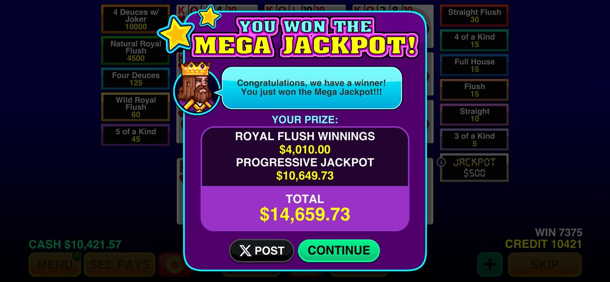 AnthonyFronter4's tweet photo. I just hit the Mega Jackpot in Video Poker Classic and won $14,659.73! 💰🤩

👉 iOS: https://t.co/NIVNXW7miY 
👉 GPlay: https://t.co/0PZoPMV2Iq 
👉 Amazon: https://t.co/l3e5nv9SLZ

#VideoPoker #Jackpot #HandPay https://t.co/TF2Jo4Gz9n