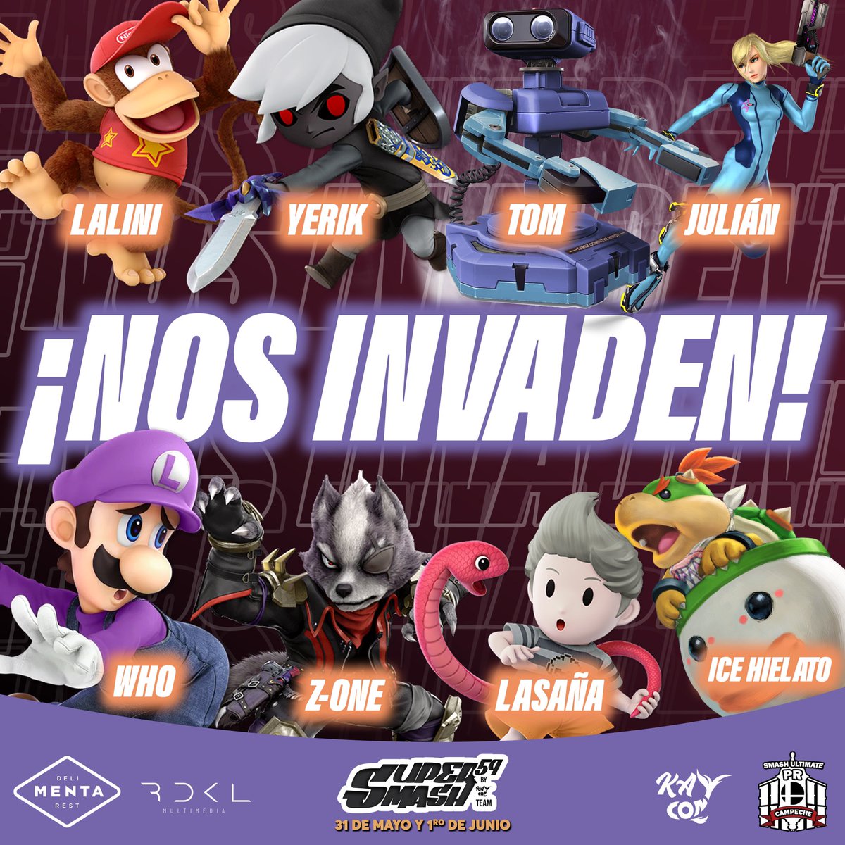Kaycon_gaming's tweet photo. Yucatán presente, este sábado y domingo nos invaden competidores para dejar su marca en Smash 59.💥

Nos vemos este sábado y domingo en Menta Deli Rest a partir de las 2:00pm.

#supersmashbros #gaming #Campeche https://t.co/2nZgkXGeLg