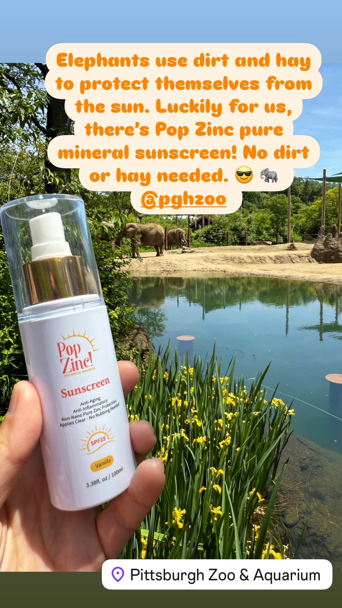 PopZincSPF's tweet photo. Don’t be an elephant. Buy Pop Zinc pure mineral sunscreen to protect your skin from the sun this summer. 🌞 #elephant #zoo #pittsburghzoo #animals #sun #sunscreen #fun #skincare #spf #loveyoirskin #beauty #beautyroutine #beautyproducts #skincare #antiaging #love #funny https://t.co/c7rUt2mnGq
