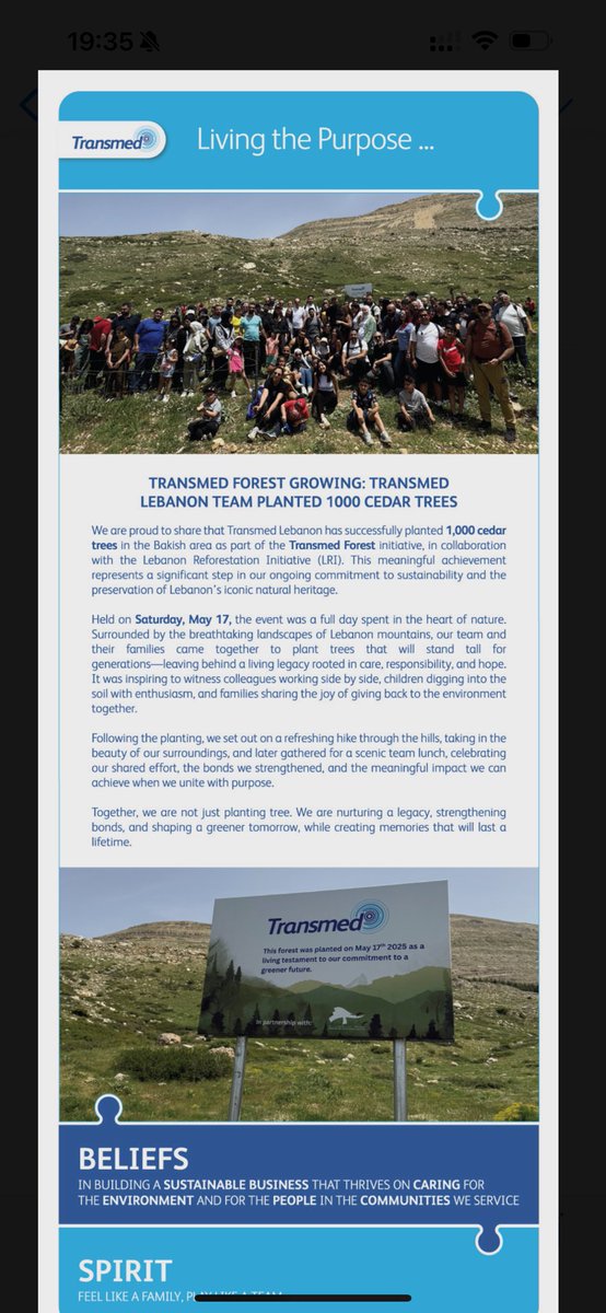 Transmed Forest Growing: TM Lebanon Team planted 1000 Cedar Trees!! 🌲 🌲 <a href="/Transmed/">Transmed</a>