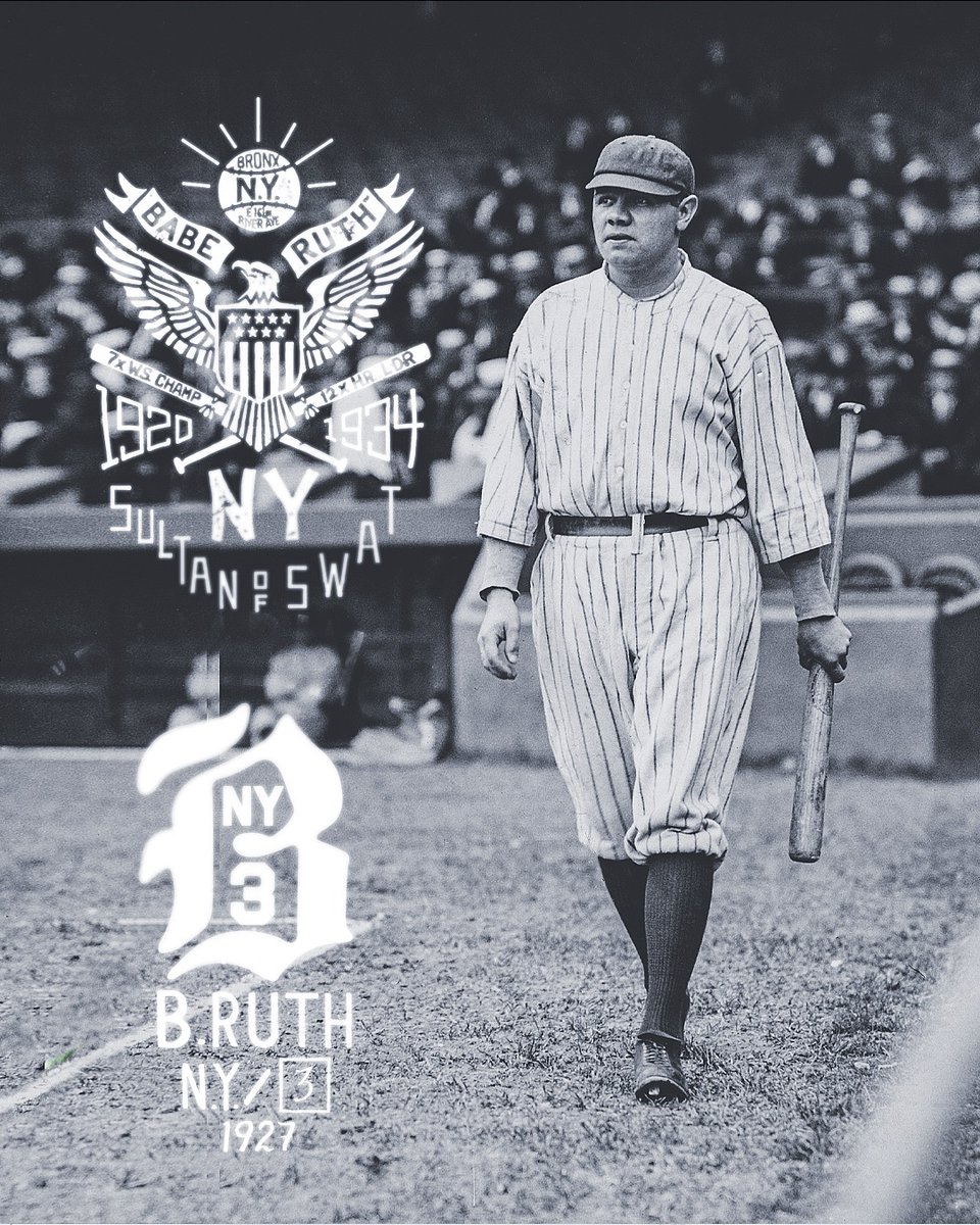 rootsoffight's tweet photo. The Bambino was a seven-time World Series champ, a 12-time HR leader, a six-time RBI leader &amp; the 1923 AL MVP.

When No. 3 stood up there, everybody in New York would hold their breath.

ROF x Babe Ruth | https://t.co/2iep0S60S5 https://t.co/nxlTHFmP5K