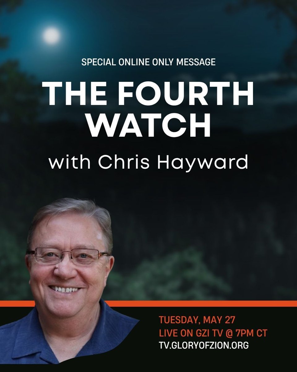 gziofficial's tweet photo. Recently, the Lord gave Chris Hayward fresh insight on the significance of this watch, so tonight, he will share about this time of transition. We encourage you to join online at 7 PM CT for “The Fourth Watch!”

https://t.co/UVylEZG6jE https://t.co/EHu73wLACC