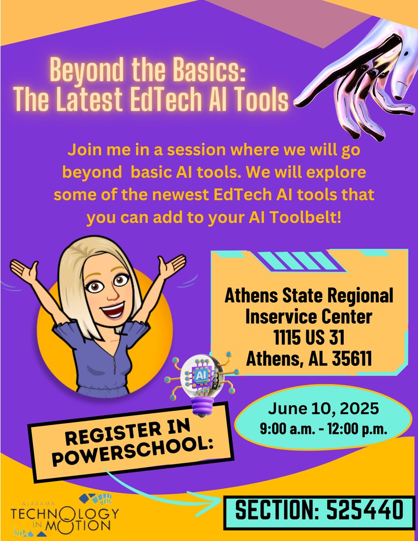 Athens State RIC (@athensstateric) on Twitter photo AI Session on June 10! <a href="/HartselleSchool/">HartselleSchools</a> , <a href="/AthensState/">Athens State</a> , <a href="/AthensALSchools/">Athens City Schools</a> , <a href="/CountyAlabama/">Morgan County Schools Alabama</a> , <a href="/LCSMoves/">Lawrence County BOE</a> , <a href="/LCSforKids/">Limestone County Schools</a> , <a href="/CCBOEAL/">Cullman County Schools</a> , <a href="/cullmancityboe/">Cullman City Schools</a> , <a href="/BLOUNTBOE/">Blount County Schools</a> , <a href="/OneontaSchools/">Oneonta City Schools</a> , <a href="/DecaturCityEdu/">Decatur City Schools</a> , <a href="/ALSDEOSL/">ALSDE Office of Student Learning</a> AI Session on June 10! <a href="/HartselleSchool/">HartselleSchools</a> , <a href="/AthensState/">Athens State</a> , <a href="/AthensALSchools/">Athens City Schools</a> , <a href="/CountyAlabama/">Morgan County Schools Alabama</a> , <a href="/LCSMoves/">Lawrence County BOE</a> , <a href="/LCSforKids/">Limestone County Schools</a> , <a href="/CCBOEAL/">Cullman County Schools</a> , <a href="/cullmancityboe/">Cullman City Schools</a> , <a href="/BLOUNTBOE/">Blount County Schools</a> , <a href="/OneontaSchools/">Oneonta City Schools</a> , <a href="/DecaturCityEdu/">Decatur City Schools</a> , <a href="/ALSDEOSL/">ALSDE Office of Student Learning</a>