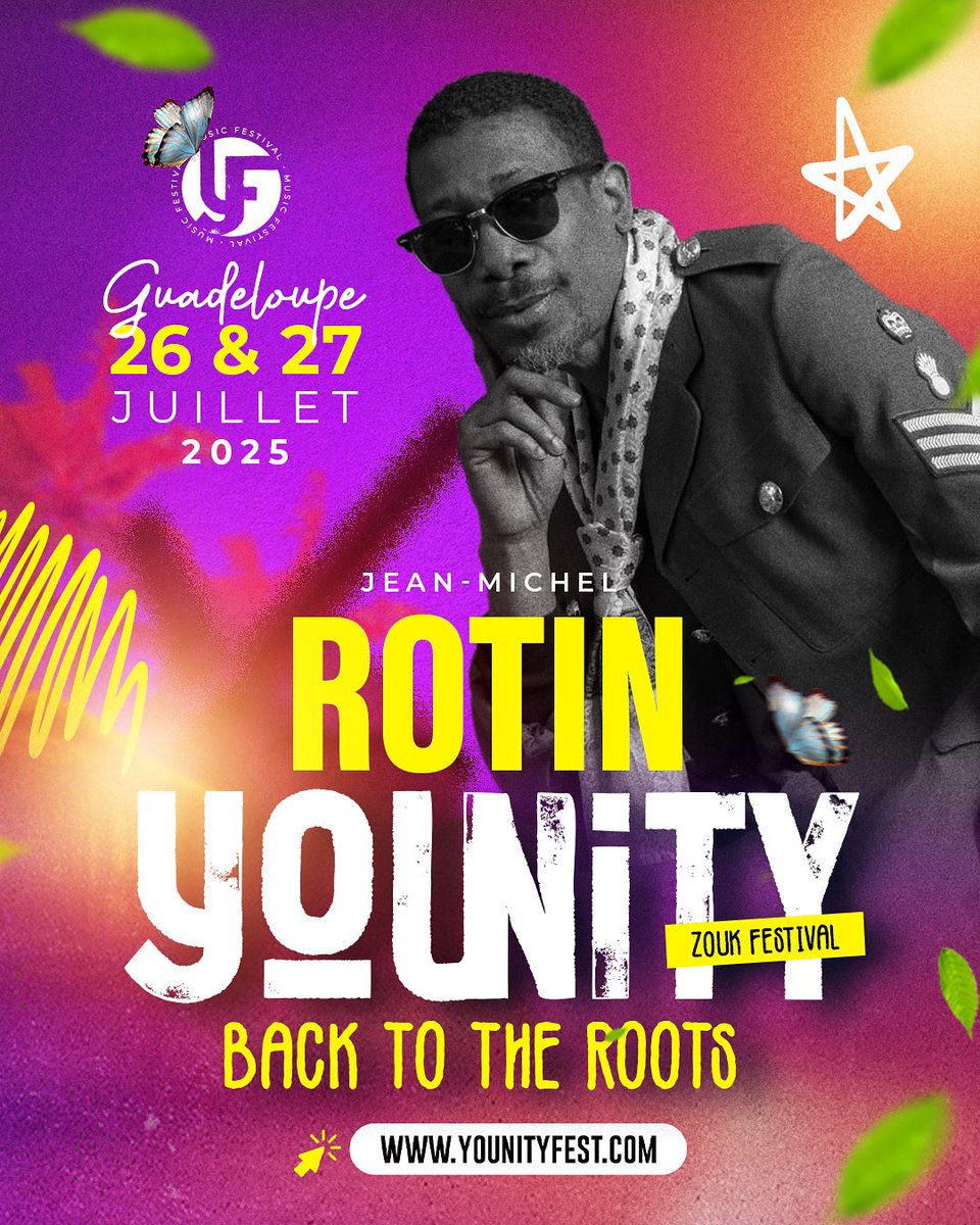 Retrouvez la vibe unique de <a href="/JeanMichelRotin/">Jean-Michel Rotin</a>, légende vivante du zouk, au Younity Festival les 26 &amp; 27 juillet 2025 en Guadeloupe 💜.

Un style unique. Une voix inimitable. Un artiste qui a marqué des générations✨.

Billetterie disponible sur bizouk 🎫