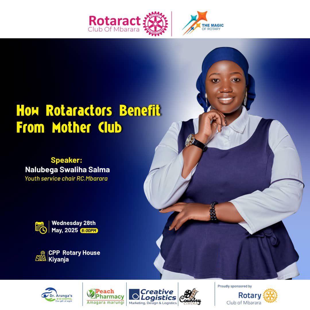Rotaract club of Mbarara (@rctmcbranchers) on Twitter photo The Irresistible President <a href="/anktra96/">Tracy Ankunda</a> of the Rotaract Club of Mbarara invites you to join them this Wednesday as we get to learn more insights grom Rtn. Salma Nalubega, the Youth Service Director of <a href="/RotaryMbarara/">Rotary Club Mbarara</a> on how Rotaract clubs can benefit from their mother clubs The Irresistible President <a href="/anktra96/">Tracy Ankunda</a> of the Rotaract Club of Mbarara invites you to join them this Wednesday as we get to learn more insights grom Rtn. Salma Nalubega, the Youth Service Director of <a href="/RotaryMbarara/">Rotary Club Mbarara</a> on how Rotaract clubs can benefit from their mother clubs