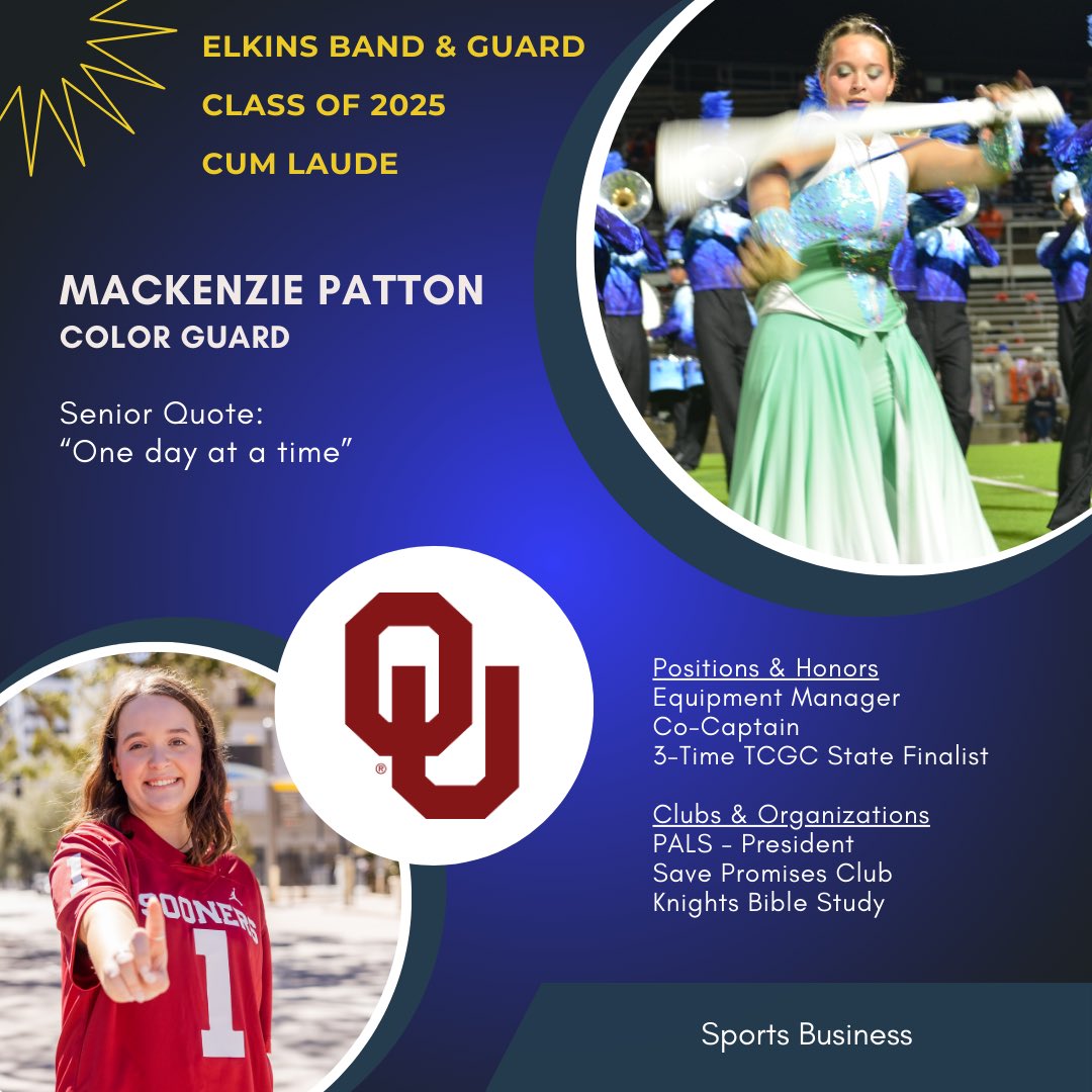 Congratulations to EHS Guard Senior, Mackenzie Patton! 💙💛