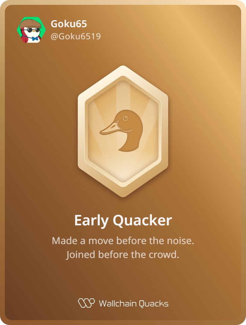 Just unlocked the Early Quacker on <a href="/wallchain_xyz/">Wallchain Quacks</a> 🏆

How cool is that?

Feels great to have my contributions recognized.

How’s Wallchain Quacks been treating you so far?

Not on board yet? Drop a comment for an invite 👇🦆