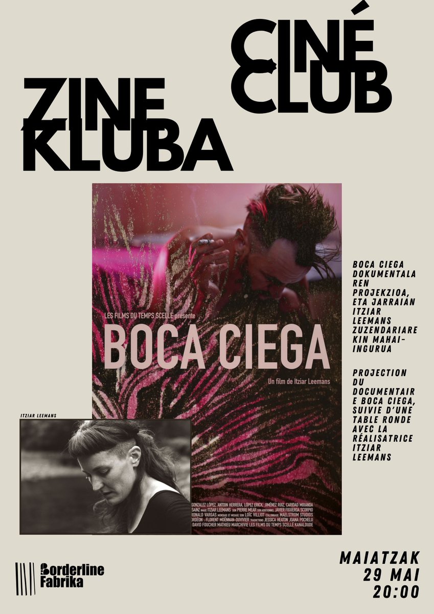 Itziar  Leemans zinegile bikainak bere Boca Ciega documental zoragarria  aurkeztuko digu ostegun honetan, hilaren 29an, gure zineklubean. Cuban  izan zen dokumentala filmatua, eta egilea bera gurean izango dugu  filmnaren nondik-norakoez jarduteko.