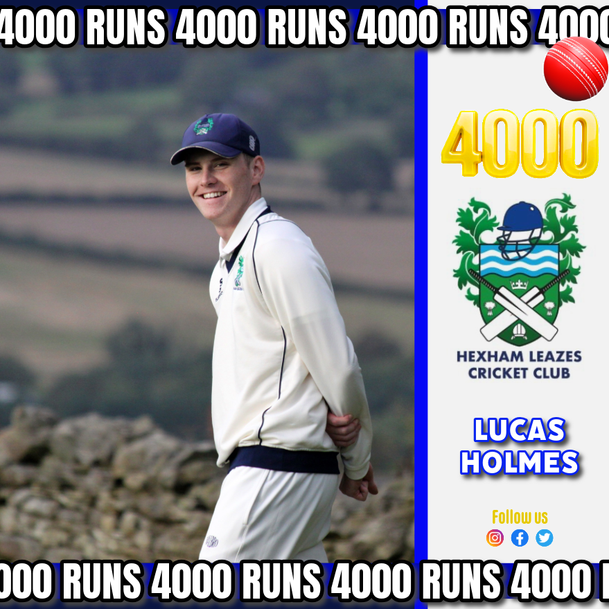 Stunning, wrong handed ginger Lucas Holmes achieved and passed his 4000th run for the club this weekend.

He's got an average I'd give the rest of my hair for and he's lush and great. Well done lad.