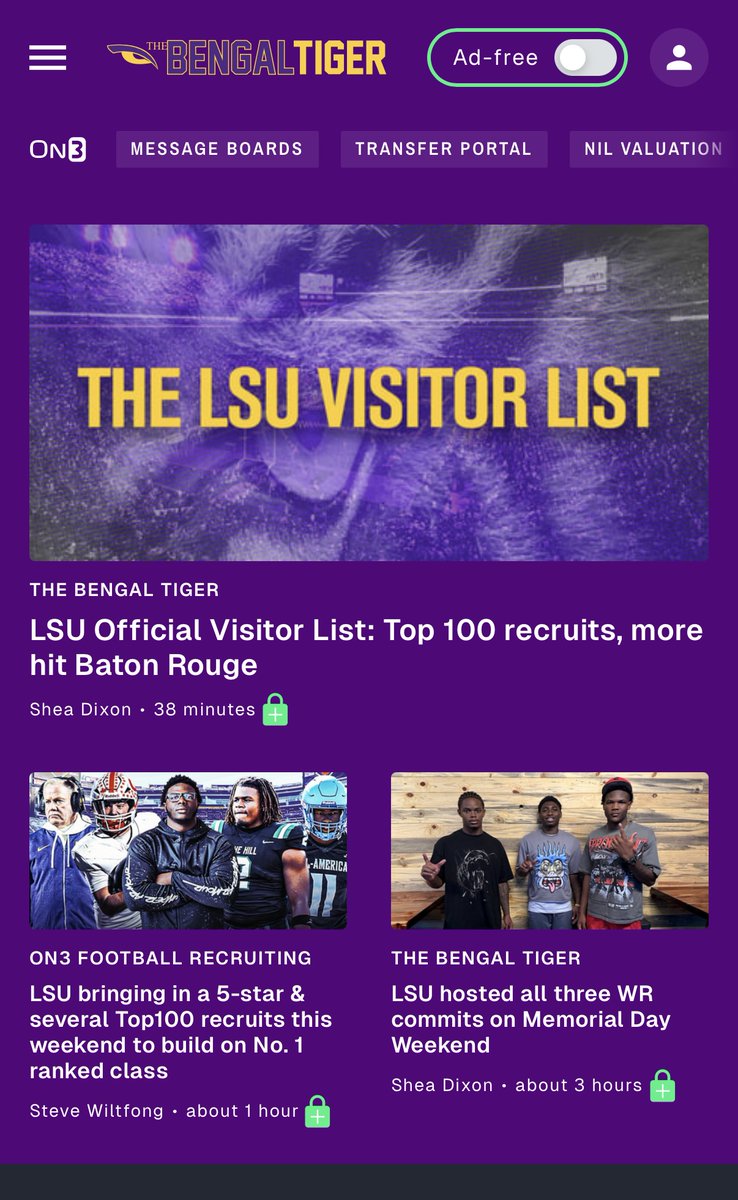Shea Dixon (@sheadixon) on Twitter photo LSU fans, time to give The <a href="/BengalTigerOn3/">The Bengal Tiger</a> a test drive!
LSU has the No. 1 recruiting class + the next month is arguably the most important of the year.
We've got scoop on the visitors, <a href="/SWiltfong_/">Steve Wiltfong</a>'s Take, Message Board Tidbits + more.
The $1 Deal:➡️ on3.com/teams/lsu-tige… LSU fans, time to give The <a href="/BengalTigerOn3/">The Bengal Tiger</a> a test drive!
LSU has the No. 1 recruiting class + the next month is arguably the most important of the year.
We've got scoop on the visitors, <a href="/SWiltfong_/">Steve Wiltfong</a>'s Take, Message Board Tidbits + more.
The $1 Deal:➡️ on3.com/teams/lsu-tige…