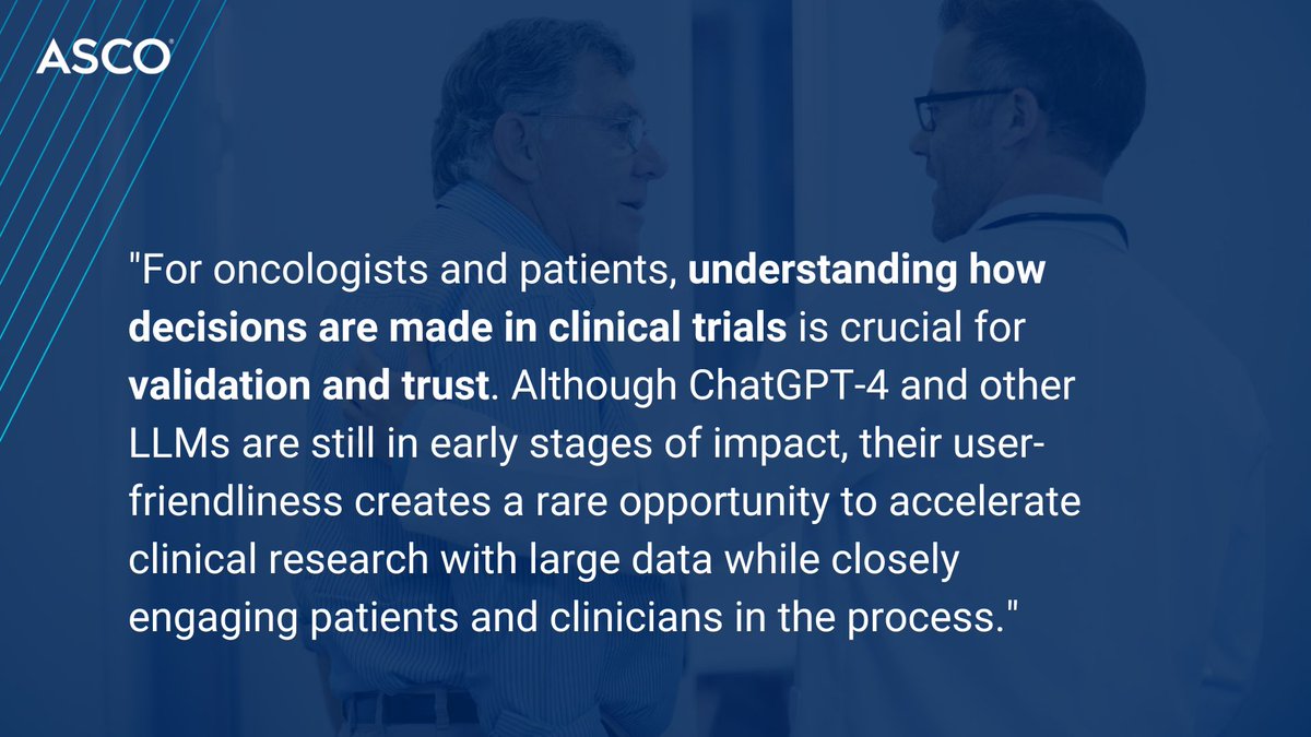 ASCO (@asco) on Twitter photo For #ASCODailyNews, <a href="/ravi_b_parikh/">Ravi B. Parikh</a> of <a href="/WinshipAtEmory/">Winship Cancer Institute of Emory University</a> @HACLab_ & Matthew Guido share how AI tools like ChatGPT-4 can address barriers to clinical trials often faced by community-based and rural cancer clinics: brnw.ch/21wSXUx For #ASCODailyNews, <a href="/ravi_b_parikh/">Ravi B. Parikh</a> of <a href="/WinshipAtEmory/">Winship Cancer Institute of Emory University</a> @HACLab_ & Matthew Guido share how AI tools like ChatGPT-4 can address barriers to clinical trials often faced by community-based and rural cancer clinics: brnw.ch/21wSXUx