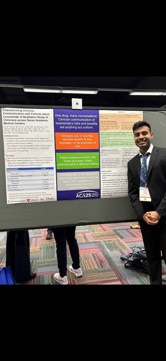 For this week's #TeamTuesday we want to feature CASI CRC Ayush Thacker, who presented a poster on clinician communication of lecanemab benefits/risks discussions at #AGS2025!