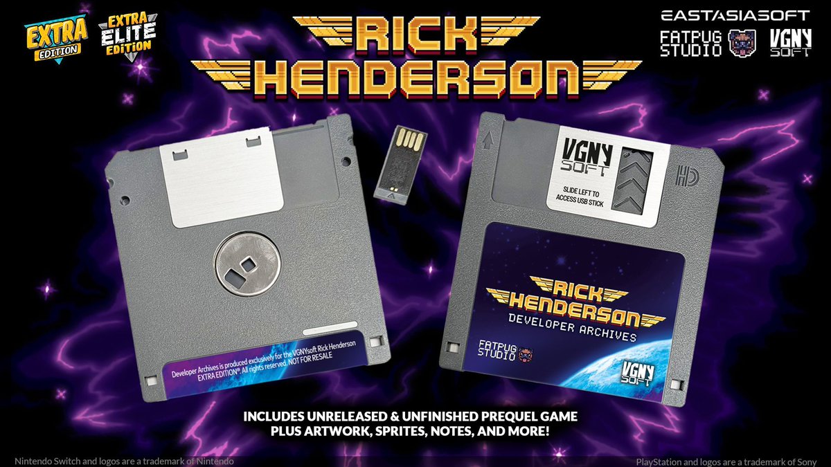 VGNYsoft Games | Physical Indie Games (@vgnysoft) on Twitter photo The next Extra/Extra Elite #RickHenderson item we're going to look at is the USB Floppy Disk! This USB stick includes an unreleased & unfinished prequel game to Rick Henderson alongside some artwork, sprites, notes and more that was provided by the developer, <a href="/FatPugStudio/">Fat Pug Studio</a>! The next Extra/Extra Elite #RickHenderson item we're going to look at is the USB Floppy Disk! This USB stick includes an unreleased & unfinished prequel game to Rick Henderson alongside some artwork, sprites, notes and more that was provided by the developer, <a href="/FatPugStudio/">Fat Pug Studio</a>!