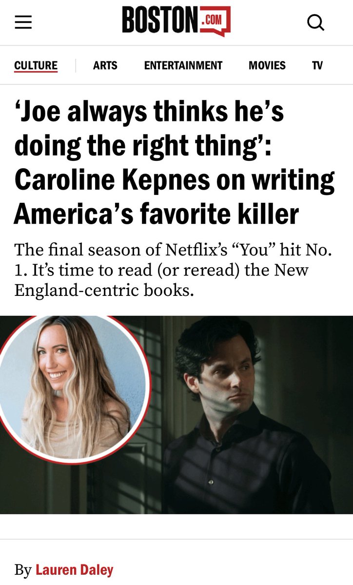 Lauren Daley (@laurendaley1) on Twitter photo From murder in Rhode Island to stalking in Boston, <a href="/CarolineKepnes/">Caroline Kepnes</a> #YOU books are a #Newengland-centric thrill ride. If you binged the <a href="/netflix/">Netflix</a> series, it’s time to reread the Cape Codder’s bestsellers. My latest interview, for <a href="/BostonDotCom/">Boston.com</a>
boston.com/culture/books/… From murder in Rhode Island to stalking in Boston, <a href="/CarolineKepnes/">Caroline Kepnes</a> #YOU books are a #Newengland-centric thrill ride. If you binged the <a href="/netflix/">Netflix</a> series, it’s time to reread the Cape Codder’s bestsellers. My latest interview, for <a href="/BostonDotCom/">Boston.com</a>
boston.com/culture/books/…