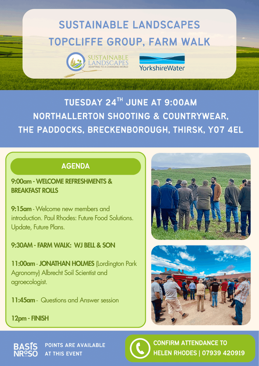 Join me on Tuesday 24 June at Breckenborough for the Sustainable Landscapes Topcliffe Group Farm Walk.