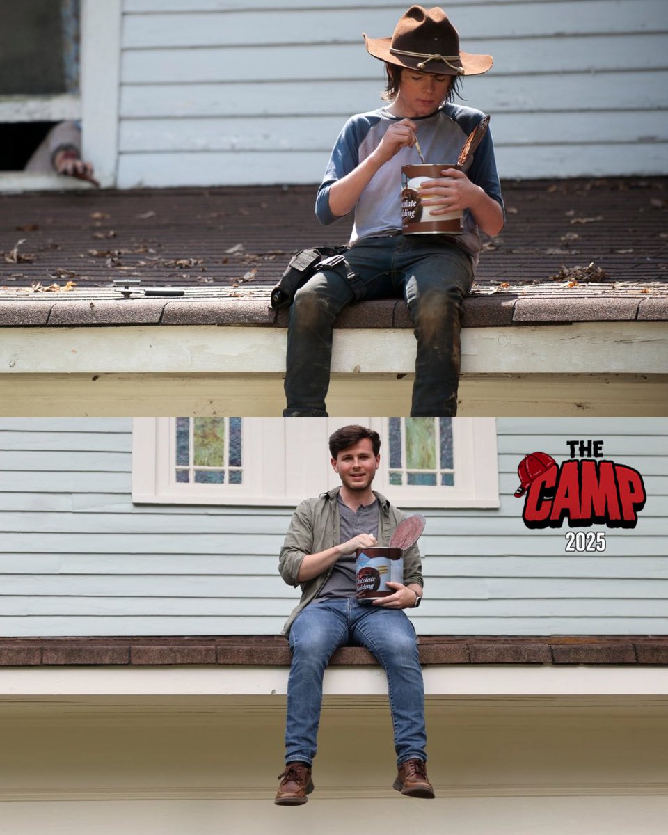 During our tour of Senoia, we were able to recreate the iconic pudding house scene from season 4 of #TheWalkingDead with Carl Grimes himself <a href="/chandlerriggs/">chandler riggs</a> 
.
.
.
#TWD #TheCamp2025 #TheCamp