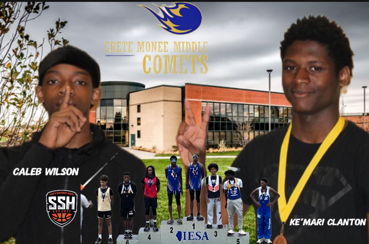 Crete-Monee Middle School has the 2 fastest 7th graders in the state

• Caleb Wilson 100m and 200m state  champ 
Ke’Mari Clanton 3rd 100m , 2nd 200m 

The won 2nd place for boys team for the 7th grade!! 

Word has it that the practiced on a bus loop, since they’re still