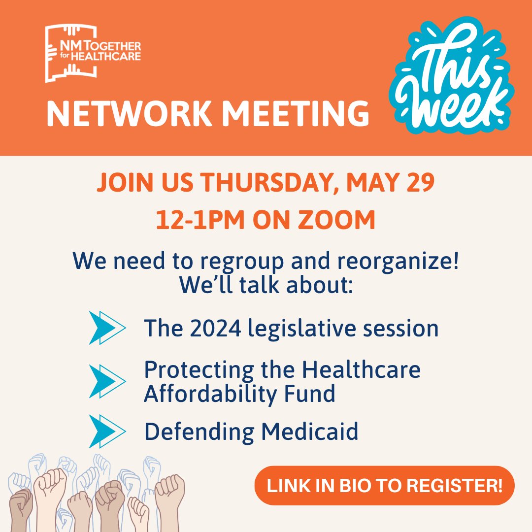 Don't miss the network meeting happening this Thursday! We’ll cover what happened this legislative session, talk about what’s ahead, and dig into the fight to protect the Healthcare Affordability Fund and defend Medicaid.

Register now: docs.google.com/forms/d/e/1FAI…