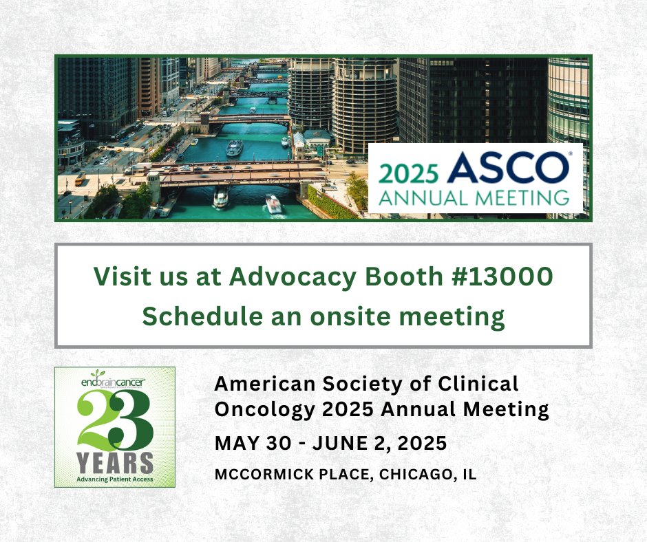 EndBrainCancer Initiative (@endbraincancer) on Twitter photo To partner with EBCI to increase patient access, source needed patient data and/or recruit targeted/specific patients needed for your clinical trials, visit us at Booth #13000 or schedule a meeting by emailing Dellann@EndBrainCancer.org.
#ASCO25 #endbraincancer To partner with EBCI to increase patient access, source needed patient data and/or recruit targeted/specific patients needed for your clinical trials, visit us at Booth #13000 or schedule a meeting by emailing Dellann@EndBrainCancer.org.
#ASCO25 #endbraincancer