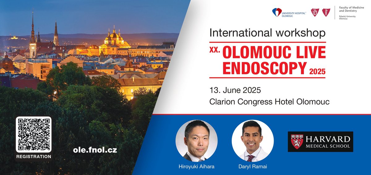 Lumír Kunovský (@lumirkunovsky) on Twitter photo 📢🔥Olomouc Live Endoscopy🔥
2️⃣0️⃣2️⃣5️⃣
✅️ Join us "ONLINE" for the Latest in Third Space #Endoscopy❗️
💥 <a href="/ThirdspaceEndo/">Hiroyuki Aihara, MD, PhD</a> 🇺🇲🇯🇵
💥 <a href="/DarylRamai/">Daryl Ramai, MD, MPH, MSc.</a> 🇺🇸
💥 <a href="/LumirKunovsky/">Lumír Kunovský</a> 🇨🇿
🆓️Registration❗️
👉 tinyurl.com/yfp27hhk
🗓 June 13, 2025❗️
🇨🇿 Olomouc, Czech Republic 📢🔥Olomouc Live Endoscopy🔥
2️⃣0️⃣2️⃣5️⃣
✅️ Join us "ONLINE" for the Latest in Third Space #Endoscopy❗️
💥 <a href="/ThirdspaceEndo/">Hiroyuki Aihara, MD, PhD</a> 🇺🇲🇯🇵
💥 <a href="/DarylRamai/">Daryl Ramai, MD, MPH, MSc.</a> 🇺🇸
💥 <a href="/LumirKunovsky/">Lumír Kunovský</a> 🇨🇿
🆓️Registration❗️
👉 tinyurl.com/yfp27hhk
🗓 June 13, 2025❗️
🇨🇿 Olomouc, Czech Republic