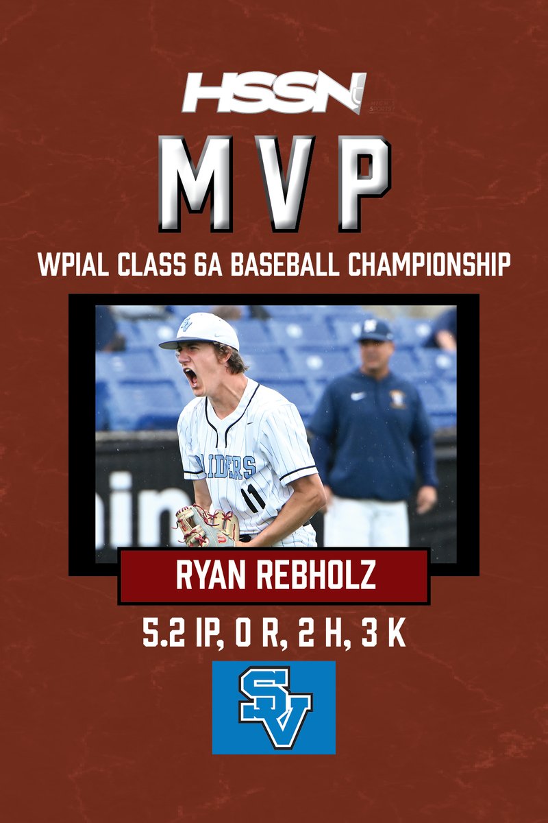 TribLive HSSN (@triblivehssn) on Twitter photo Your #HSSN Class 6A Baseball Championship MVP is <a href="/SV_Sports/">Seneca Valley Sports</a> starting pitcher <a href="/ryan_rebholz/">Ryan Rebholz</a>.
Rebholz shut down the Knights, leading the Raiders to a 1-0 victory and first championship since 2014. Your #HSSN Class 6A Baseball Championship MVP is <a href="/SV_Sports/">Seneca Valley Sports</a> starting pitcher <a href="/ryan_rebholz/">Ryan Rebholz</a>.
Rebholz shut down the Knights, leading the Raiders to a 1-0 victory and first championship since 2014.