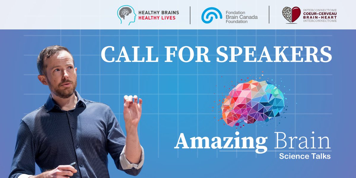 Healthy Brains, Healthy Lives (@hbhlmcgill) on Twitter photo HBHL, <a href="/BrainCanada/">Brain Canada</a> & <a href="/BHI_ICC/">Brain-Heart Interconnectome</a> are looking for researchers to give TED-style talks on brain health to a public audience at the 2025 Amazing Brain Science Talks.🧠
Open to PIs affiliated w/ <a href="/mcgillu/">McGill University</a>, BC, BHI or HBHL's partner institutions.
Apply by June 2: mcgill.ca/x/ix5 HBHL, <a href="/BrainCanada/">Brain Canada</a> & <a href="/BHI_ICC/">Brain-Heart Interconnectome</a> are looking for researchers to give TED-style talks on brain health to a public audience at the 2025 Amazing Brain Science Talks.🧠
Open to PIs affiliated w/ <a href="/mcgillu/">McGill University</a>, BC, BHI or HBHL's partner institutions.
Apply by June 2: mcgill.ca/x/ix5
