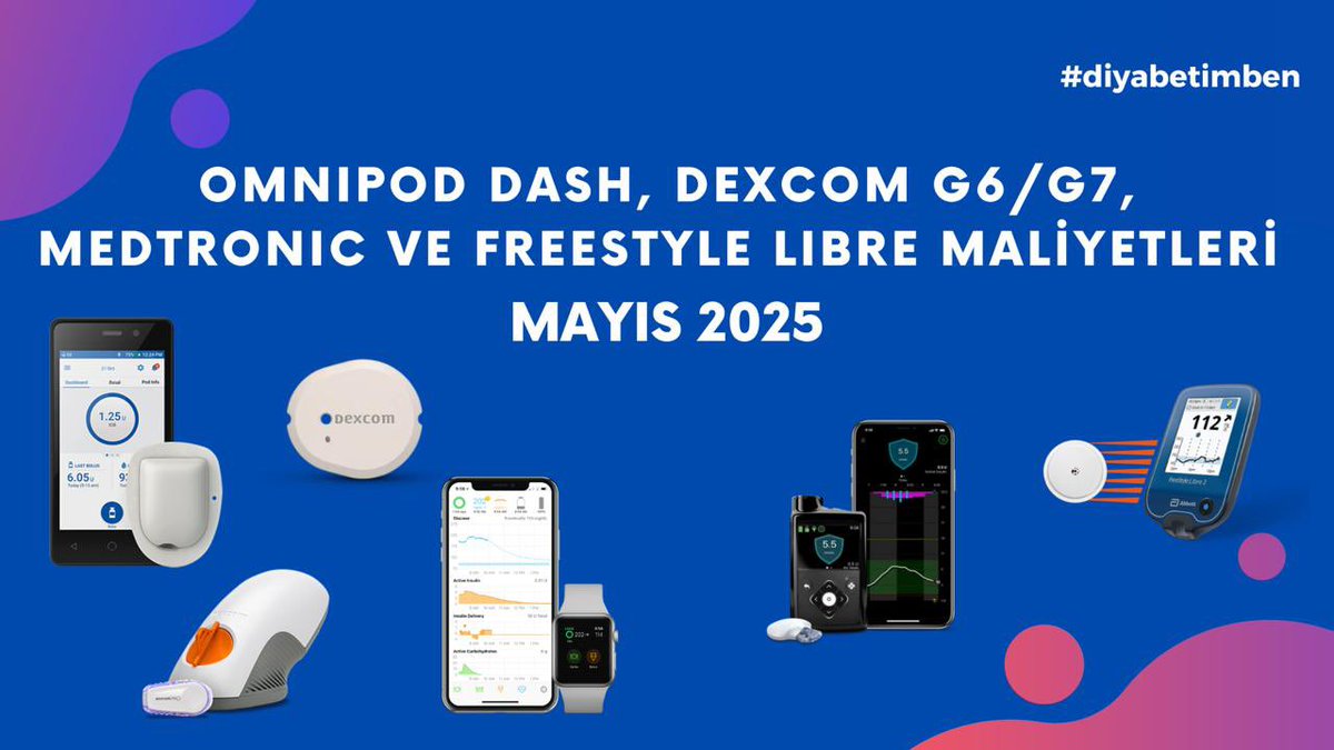 Omnipod Dash, Dexcom G6/G7, Medtronic ve FreeStyle Libre Maliyetleri / Mayıs 2025

diyabetimben.com/omnipod-dash-d…

#diyabetimben #diyabet #tip1diyabet #türkiye #istanbul