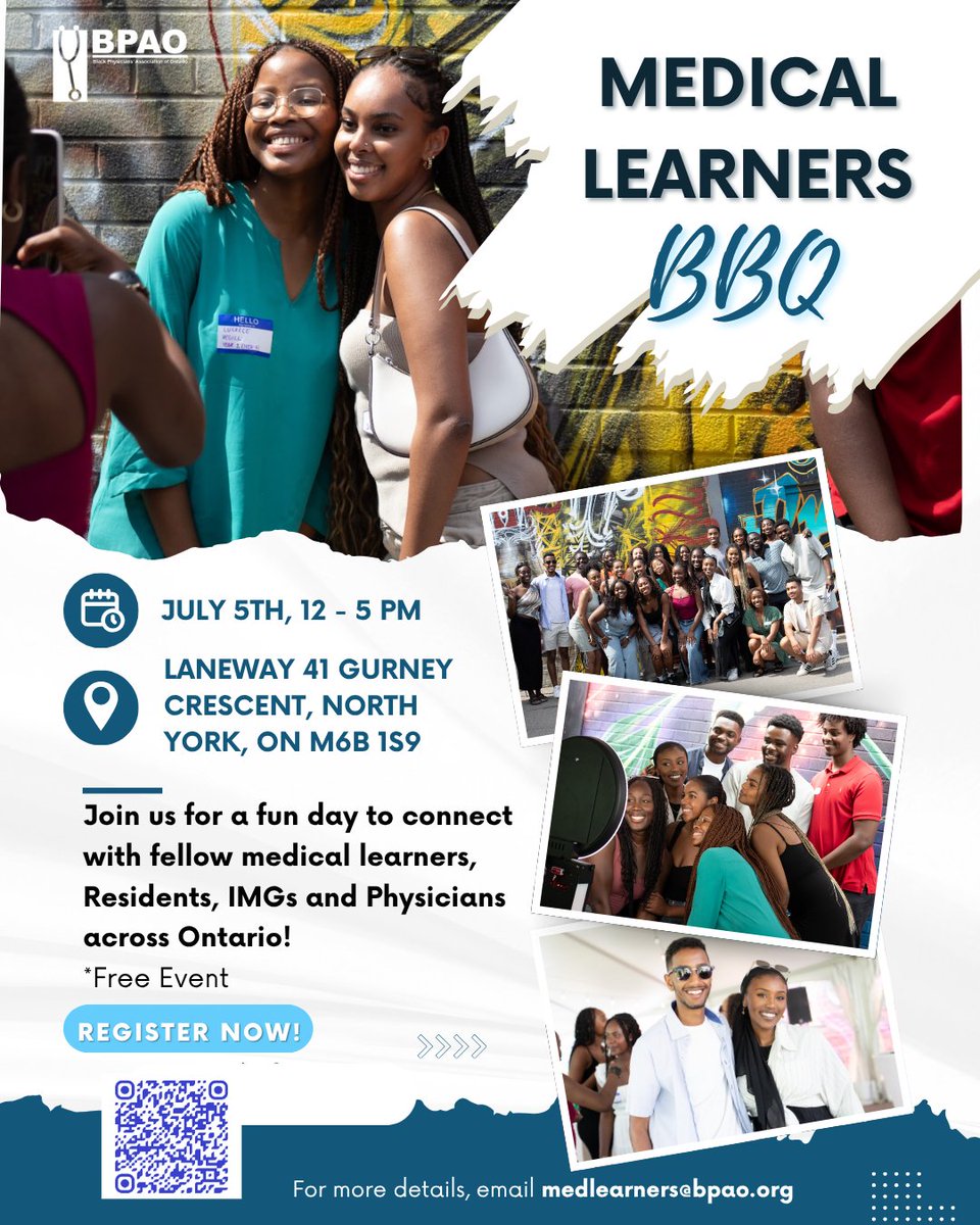 Calling All Medical Learners and Physicians! 
Join us for the BPAO Medical Learners BBQ on Sat, July 5, 2025! Free food, good vibes and great company. Bring your family and connect outside the clinic.

For more details and registration:
loom.ly/neP1Y3Q