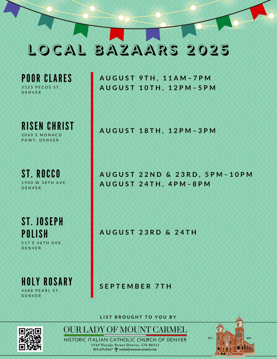 Signore e signori, your guide to local church bazaars.
​
**Not a complete guide. Please check with respective parishes/schools for up-to-date information.**