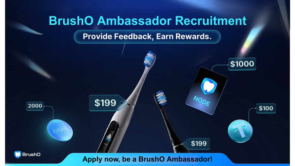 Memer_nessa1's tweet image. What if brushing your teeth could earn you $800+ a year?
Sounds wild, but it's real.

@BrushONetwork is launching the world’s first AI-powered toothbrush that pays you to brush.

Now recruiting global Ambassadors:

Get a FREE $199 smart toothbrush and earn by simply brushing.