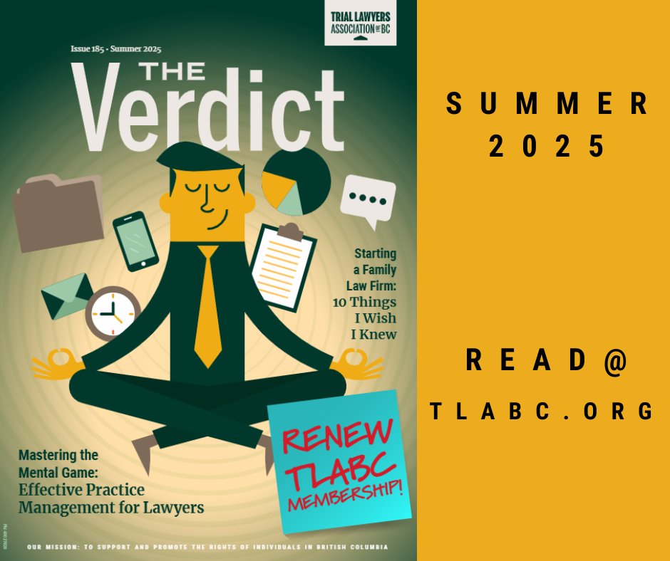 The Summer 2025 issue of the Verdict is available for members today! This issue's theme: Practice Management. Find out how to choose legal software, start your own firm, optimize your time and more. Access at ow.ly/shl350VYTEm