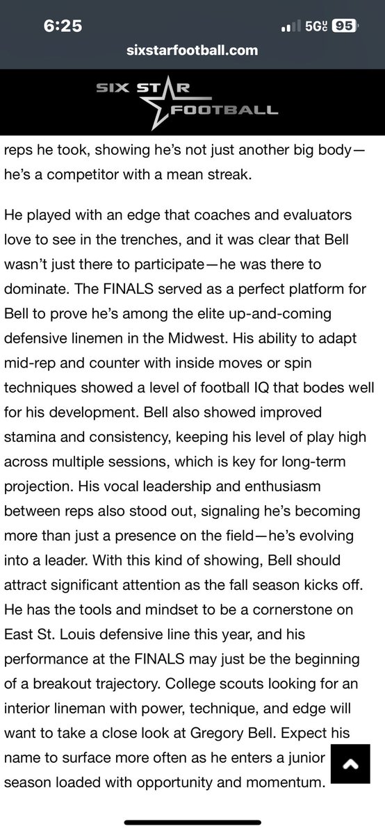 Gregory Bell III (@gregorybelliii) on Twitter photo Extremely grateful for the write up <a href="/sixstarfootball/">Six Star Football | PLUS+</a>. Had a great time competing and being able to show my skill set <a href="/hamitchom/">Coach Mitchom</a> <a href="/DarrenSunkett/">Coach Sunk</a> <a href="/CochBG4/">Brandon Gregory</a> <a href="/ycliff58/">Cliff Young</a> <a href="/coachnellyy/">Dominic Nelson (Coach Nelly Wopp)</a> Extremely grateful for the write up <a href="/sixstarfootball/">Six Star Football | PLUS+</a>. Had a great time competing and being able to show my skill set <a href="/hamitchom/">Coach Mitchom</a> <a href="/DarrenSunkett/">Coach Sunk</a> <a href="/CochBG4/">Brandon Gregory</a> <a href="/ycliff58/">Cliff Young</a> <a href="/coachnellyy/">Dominic Nelson (Coach Nelly Wopp)</a>