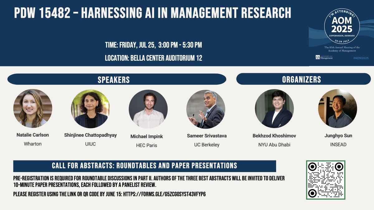 Interested in when, how, and for whom AI advances research on strategy, innovation, and entrepreneurship?

Join us in Copenhagen.

This session is designed to engage with scholars who have been at the forefront of integrating AI into their research.

connect.aom.org/tim/discussion…