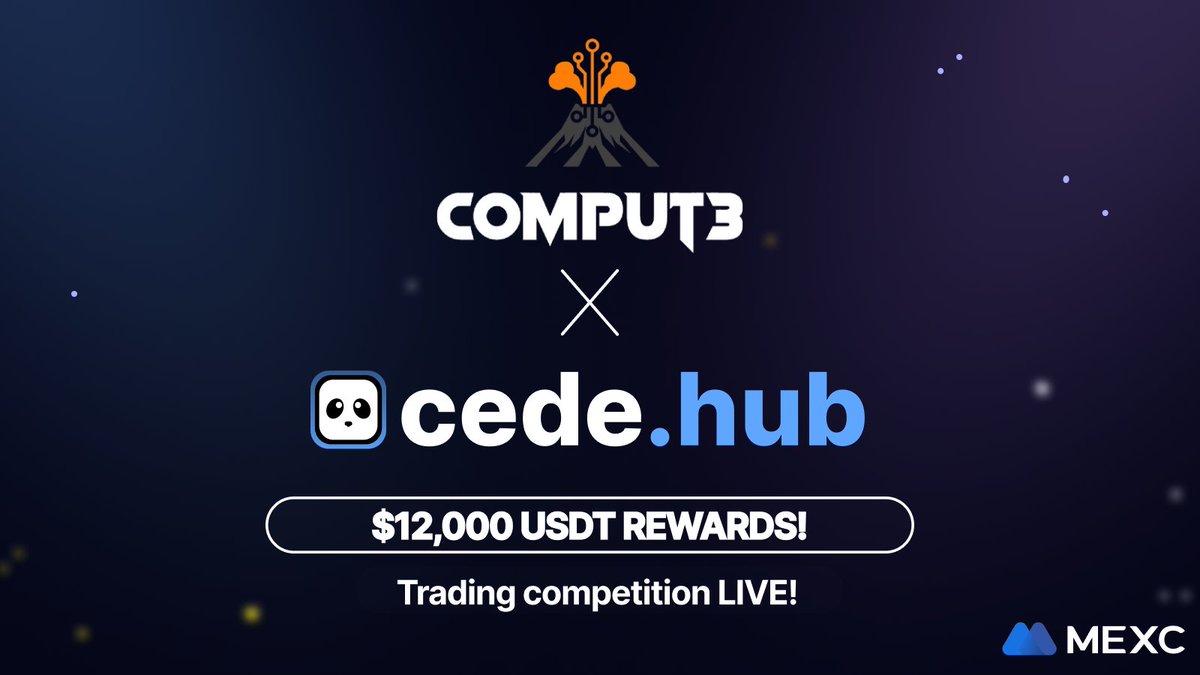 $12,000 USDT in rewards. 1 month of action 🤑

The <a href="/comput3ai/">Comput3 AI 🌋</a> Trading Campaign is ON!

Trade $COM3 using your <a href="/MEXC_Official/">MEXC</a> account and earn your share of $428 USDT daily rewards!

📆 Live until June 24

Trade here: app.cedehub.io/comput3