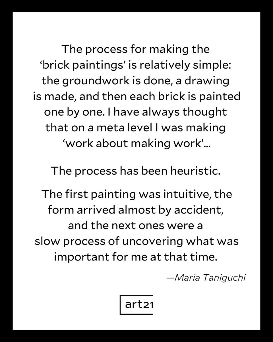 In the Studio: Maria Taniguchi 📖 Painting chance into pattern. 

"Once I had decided on some specific conditions for the paintings, I realized that I didn’t have to try so hard to control the outcome."

📖 Read: art21.org/read/in-the-st…