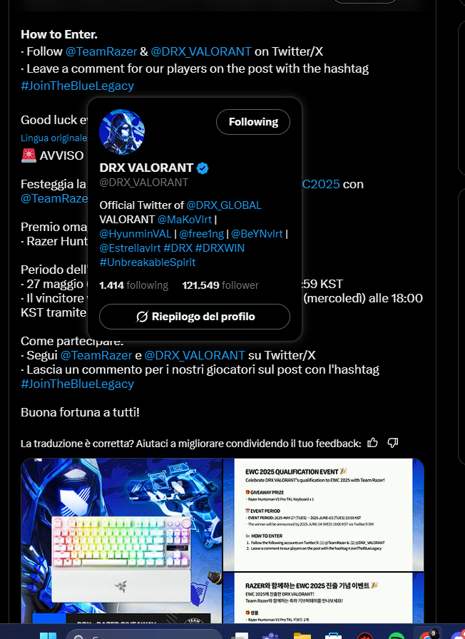 sakura182000's tweet photo. @DRX_VALORANT @TeamRazer @Razer DONE !! AND GOOD LUCK #JoinTheBlueLegacy https://t.co/bvpJxiFBZo