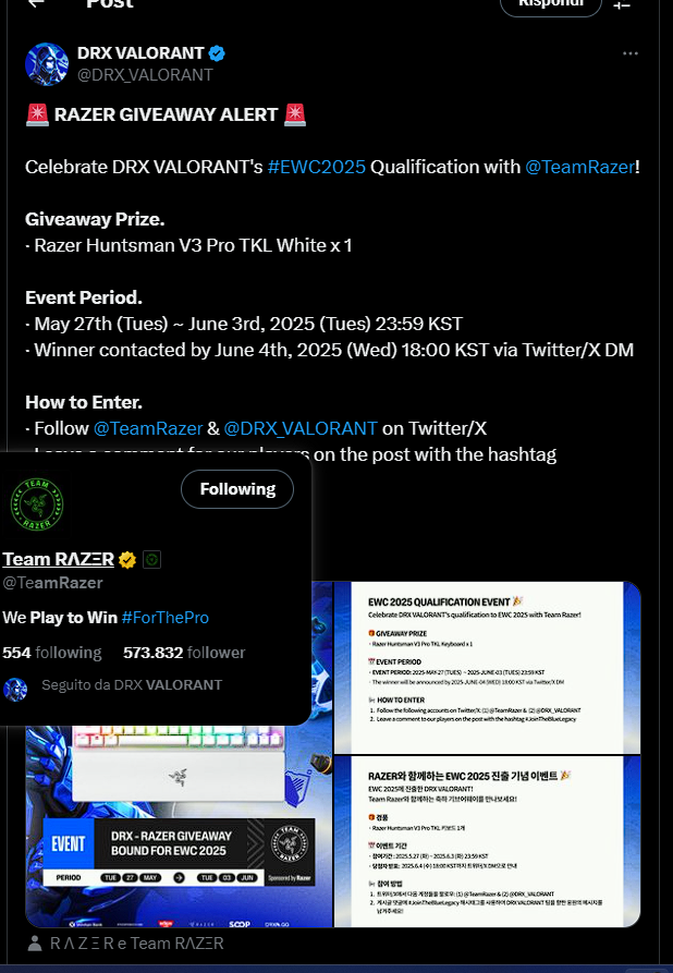 sakura182000's tweet photo. @DRX_VALORANT @TeamRazer @Razer DONE !! AND GOOD LUCK #JoinTheBlueLegacy https://t.co/bvpJxiFBZo