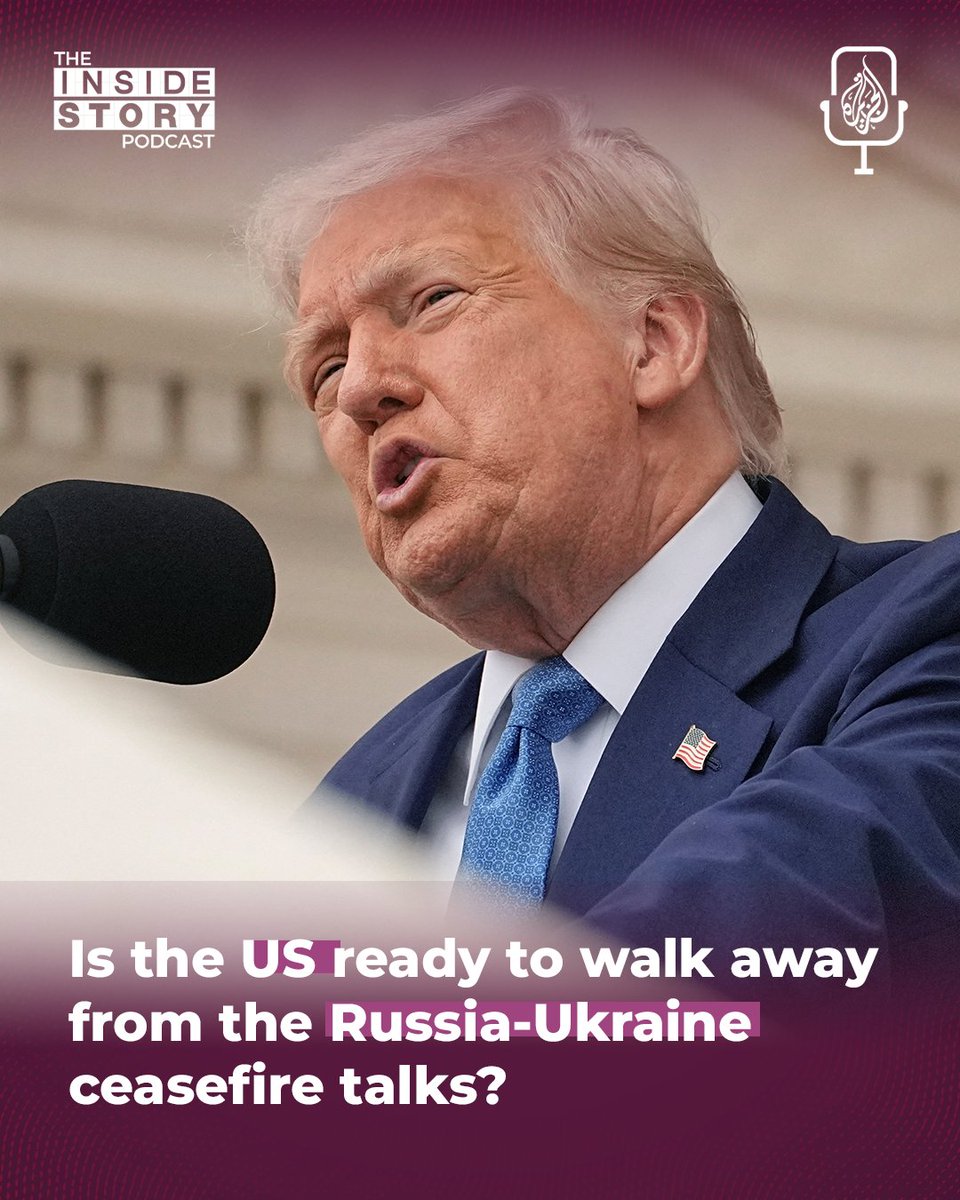 Al Jazeera English Podcasts (@ajepodcasts) on Twitter photo Donald Trump brands Vladimir Putin 'absolutely crazy' after Russia launched its largest aerial attack of the war on Ukraine.
Will Trump’s fiery words be put into action with sanctions?
🎧 #InsideStory spoke with <a href="/MarkStorella/">Mark C. Storella</a> and <a href="/AaronGBurnett/">Aaron Gasch Burnett</a>: aj.audio/InsideStory Donald Trump brands Vladimir Putin 'absolutely crazy' after Russia launched its largest aerial attack of the war on Ukraine.
Will Trump’s fiery words be put into action with sanctions?
🎧 #InsideStory spoke with <a href="/MarkStorella/">Mark C. Storella</a> and <a href="/AaronGBurnett/">Aaron Gasch Burnett</a>: aj.audio/InsideStory
